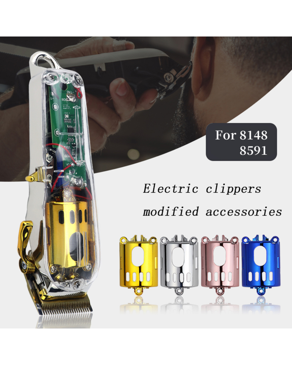 Set Diy Modified Shell For 8148 Electric Hair Clipper Accries Barber Hair Trimmer Case Motor Cover Switch 4Color Wirele front-0