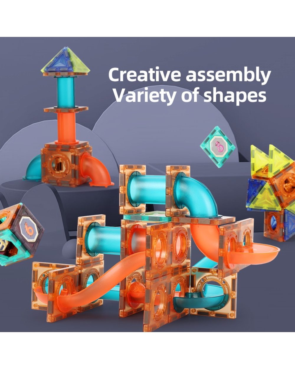 Sheet Building Block Designer Magnet Maze Race Run Ball marble Track Funnel Slide Brick Education DIY Toys For Children front-4