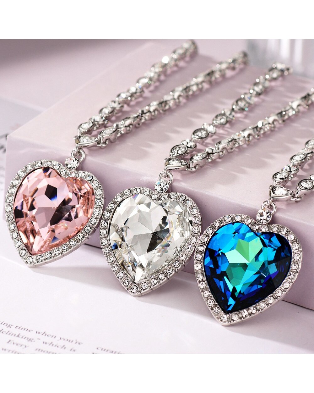 Neoglory Blue Heart of the Ocean Necklace For Women front-1