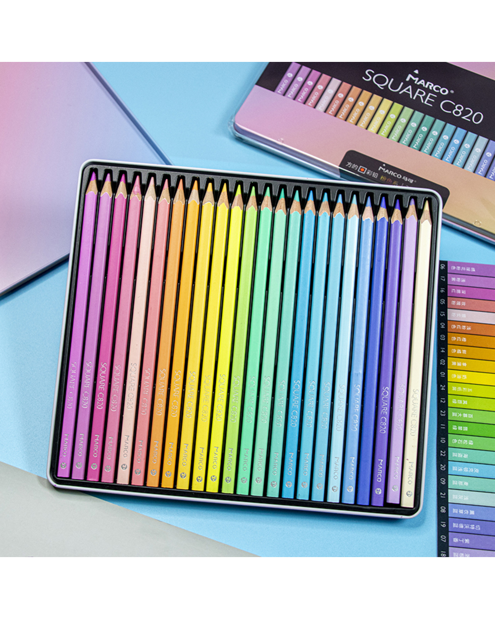 Marco 12/24 Colors New Soft Trendy Pastel Colors Non-Toxic Color Pencil Colour Pencils Set For Coloring School Art Supp front-0