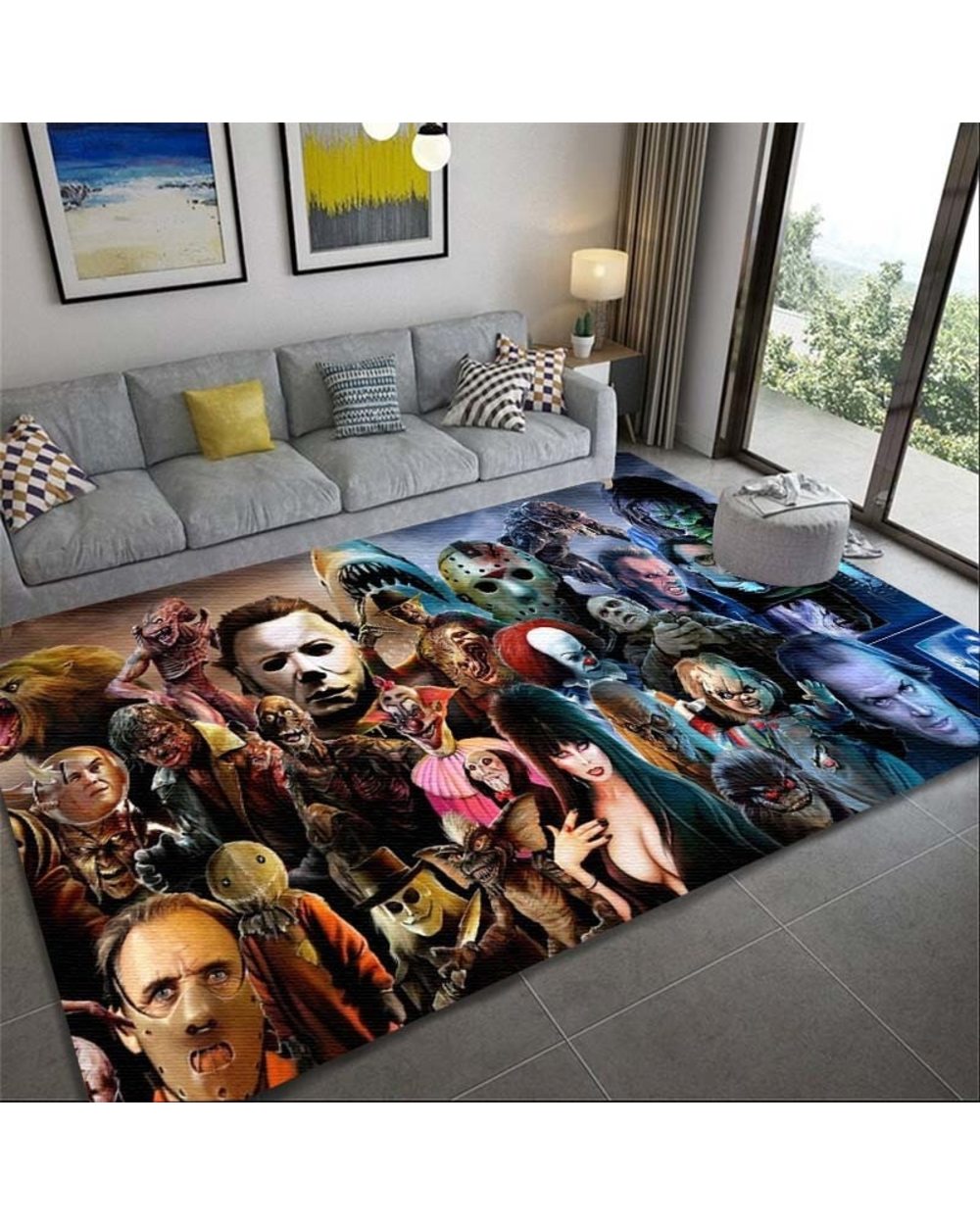 Horror Movie Characters Floor Rugs Area Soft Rugs Bedroom Living Room Halloween Floor Mat Non Slip Rugs front-3