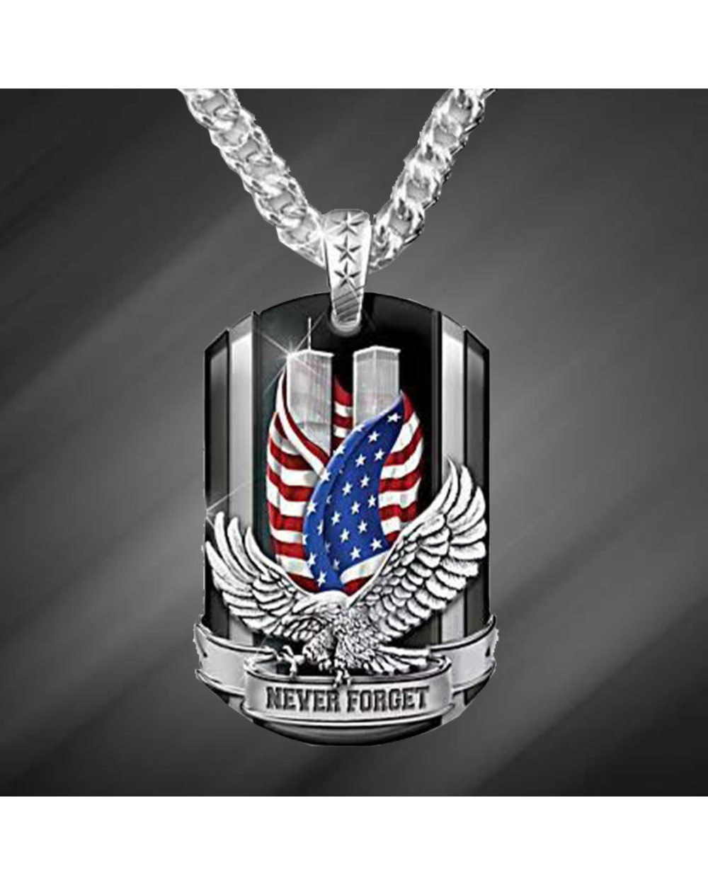 American Flag Pendant Necklace Eagle Pendant Men's Liberty Democracy Personality Unique Design Necklace front-5