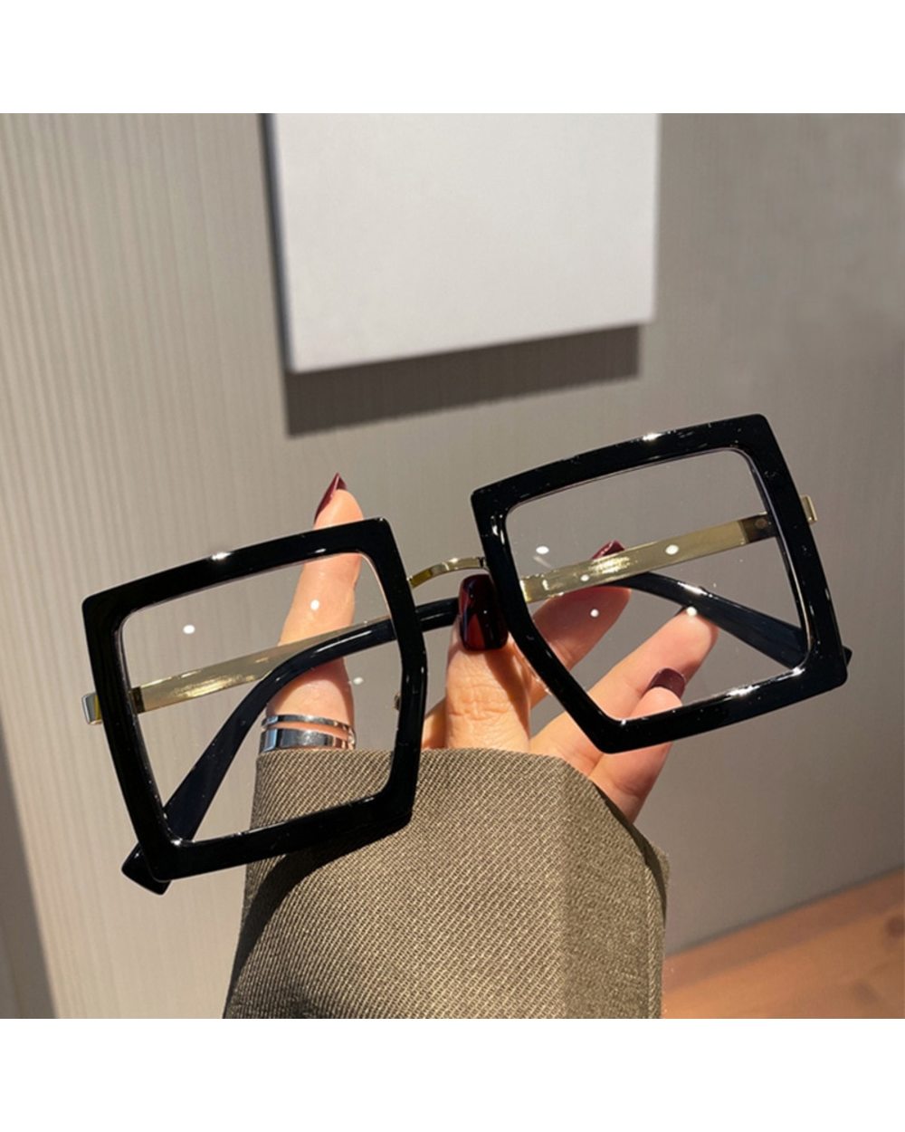 Oversized Eyeglass Frames For Women Trendy Classic Square Transparent Computer Optical Lenses Glasses Clear Lens Eyewear front-0