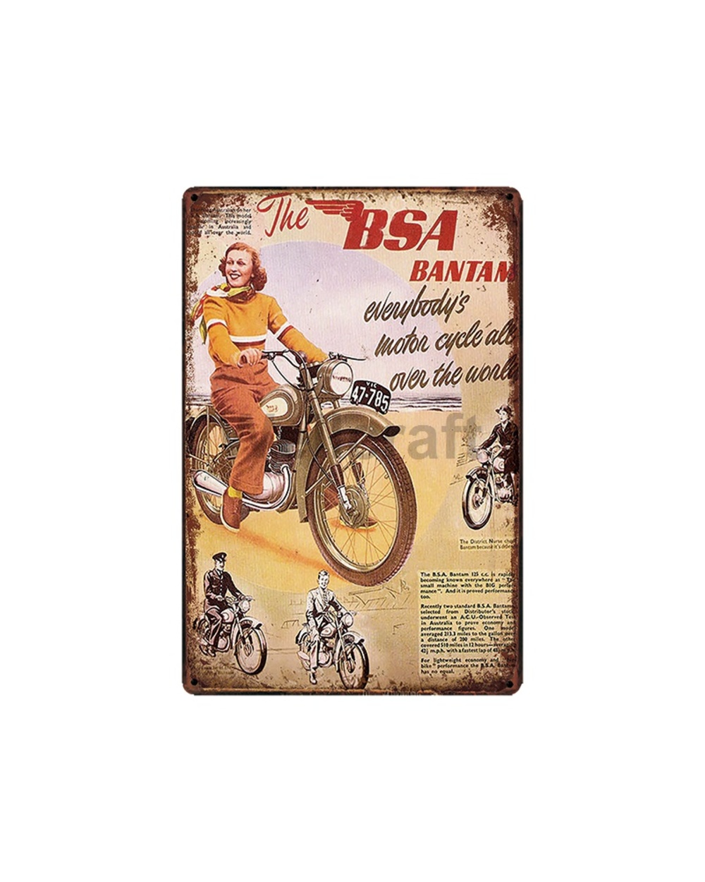 Riding Motor BSA bicycle ducati Metal Signs Classic Wall Poster Plaque Painting front-2