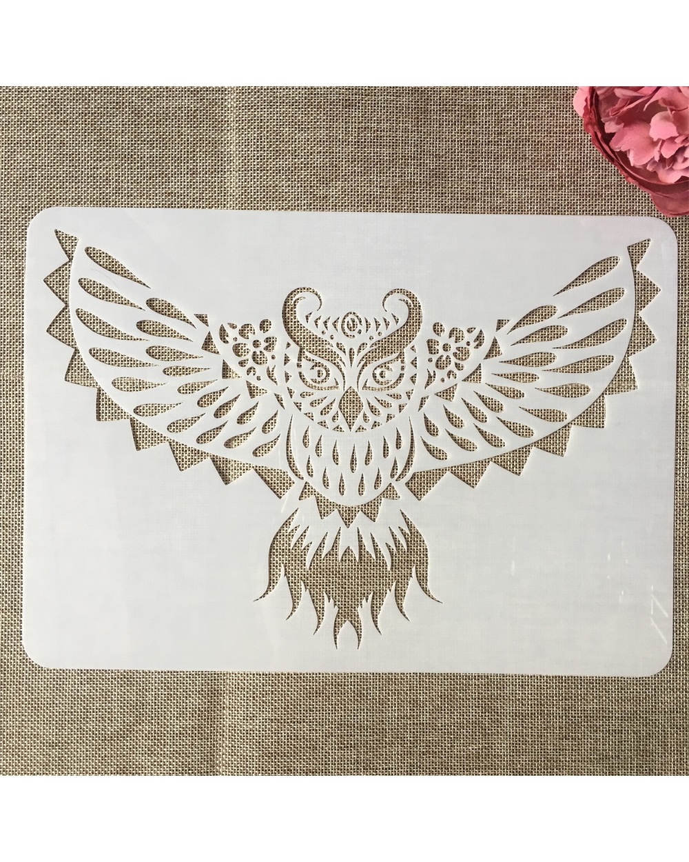4Pcs/Set A4 29Cm Eagle Owl Bird Prey Diy Layering Stencils Painting Scrapbook Coloring Embossing Album Decorative Templ front-3