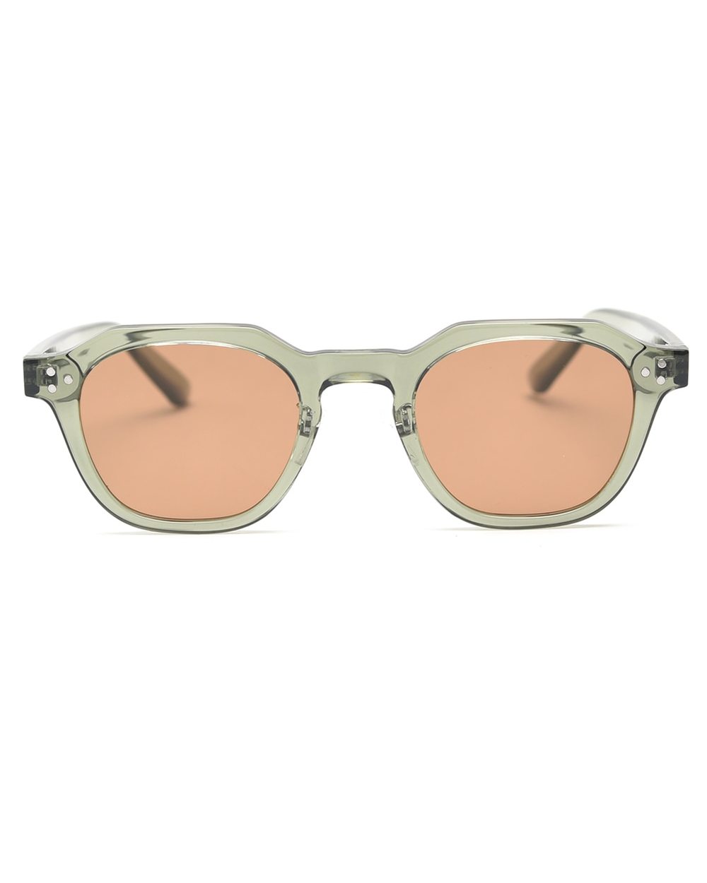 Peekaboo Korean Style Retro Sun Glasses For Women Tr90 Frame Polygon Polarized Sunglasses Uv400 Male Green Brown 2023 S front-2