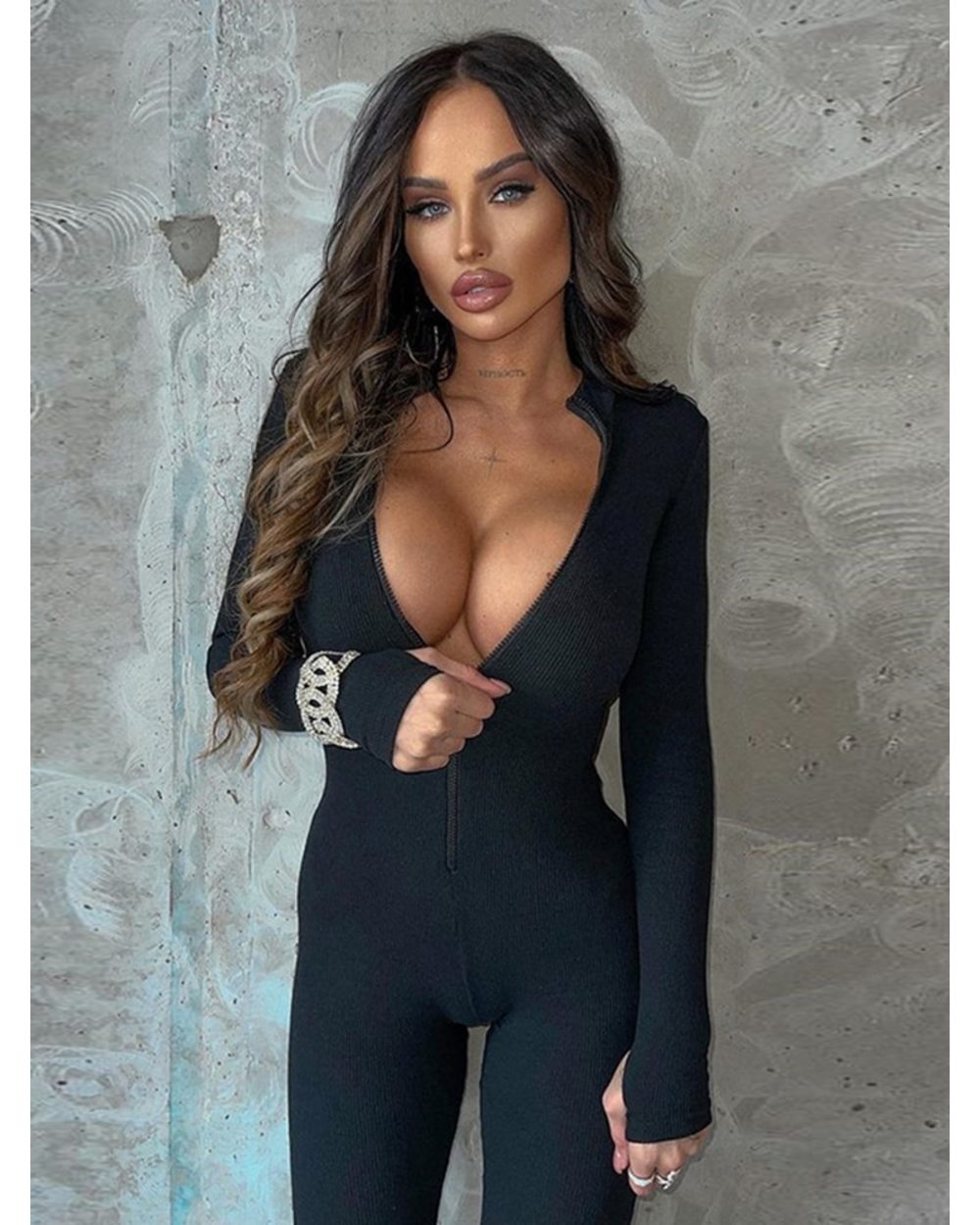 One-Piece Jumpsuit Women Winter Outfits 2022 Zipper Sexy Jumpsuits Femme Fitness Sport Clothing front-0
