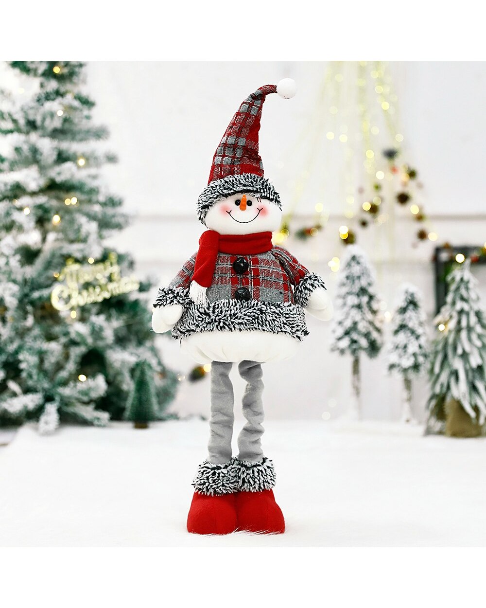 Stretch Leg Christmas Doll Extendable Standing Ornaments Navidad New Year Gift Xmas Tree Decor Retractable Santa Claus front-3