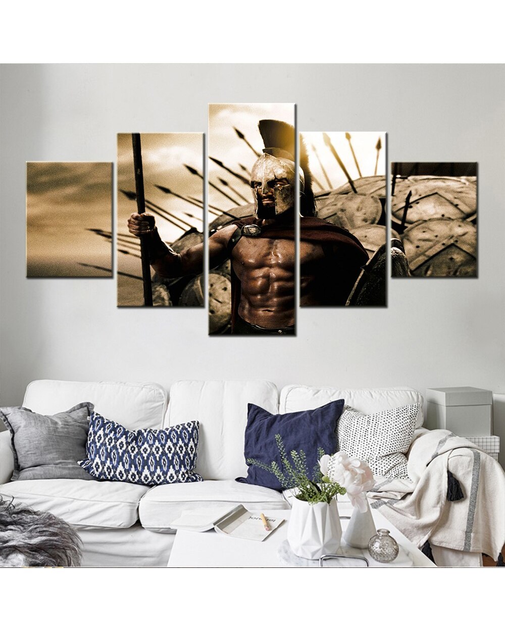 Movie Film Poster Spartan Warrior Picture Print Movie 5 Panel Canvas Art Wall Decor front-1