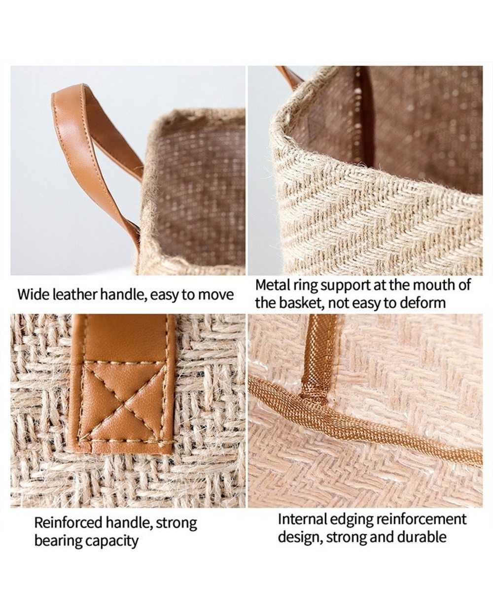 Eco Friendly Rectangular Jute Storage Baskets front-4