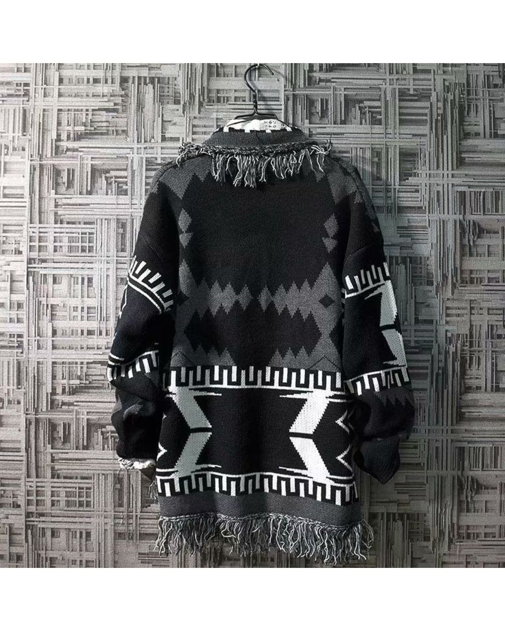 Autumn and Winter New Knitted Cardigan Men Tassel Retro Lazy Sweater WCS front-3
