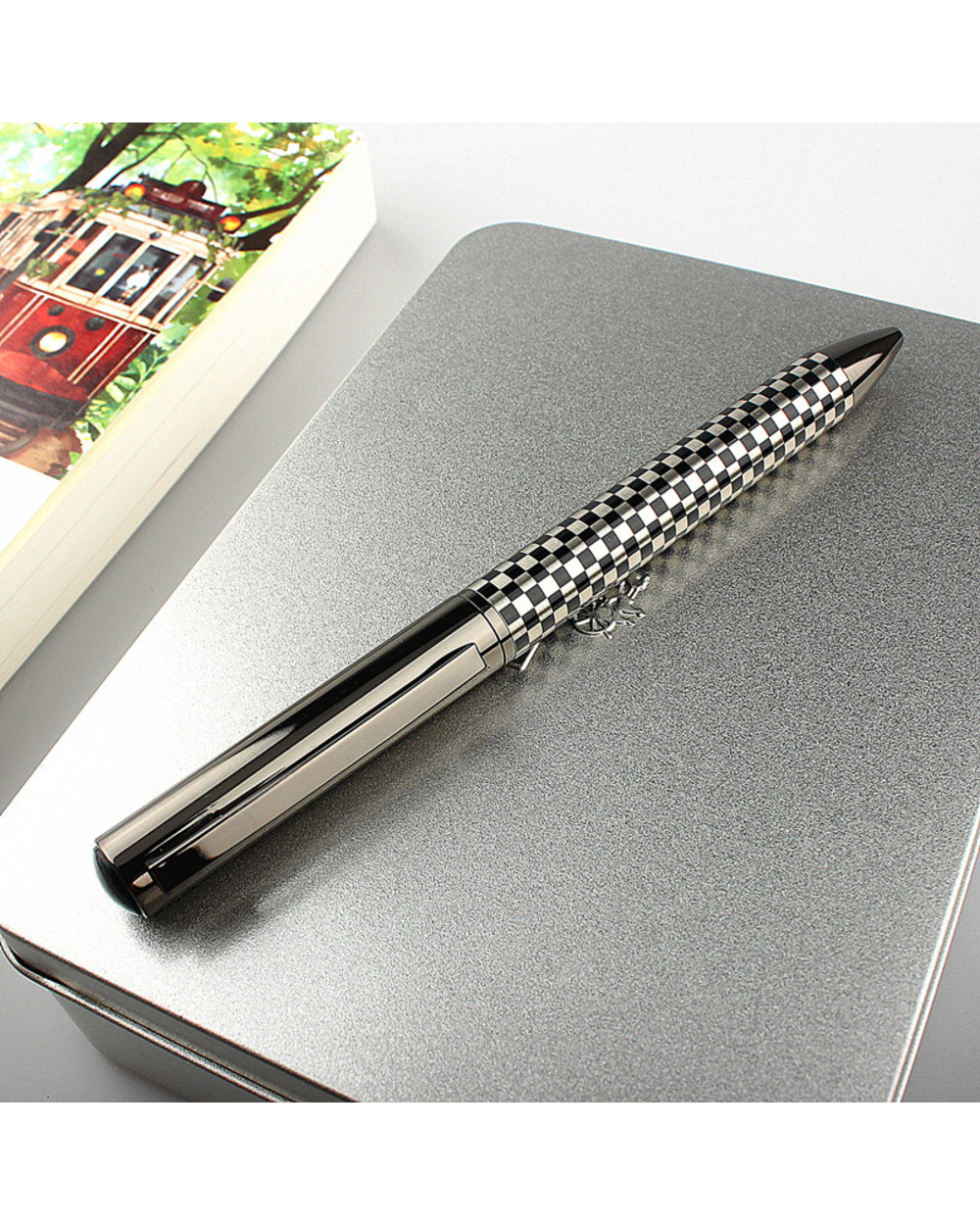 High Quality Metal Ball Pen Gun Gray Drawing Pattern Ballpoint Pen School Student Office Gifts Stationery front-0