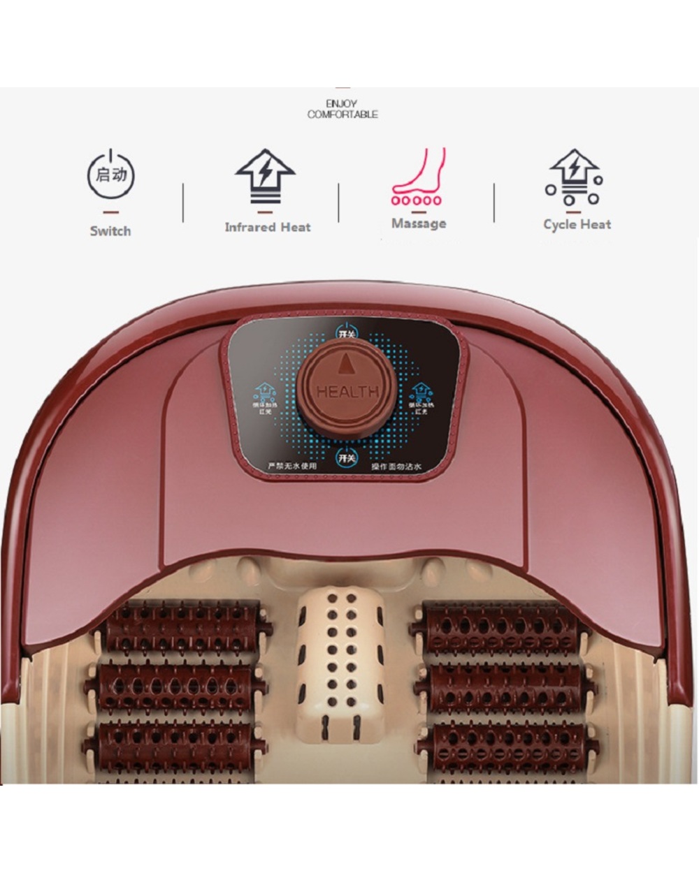 Luxury Foot Spa Bath Massager Bub With Infrared Heat Heated Foot Soak + 12 Rolling Massage Wheels front-3