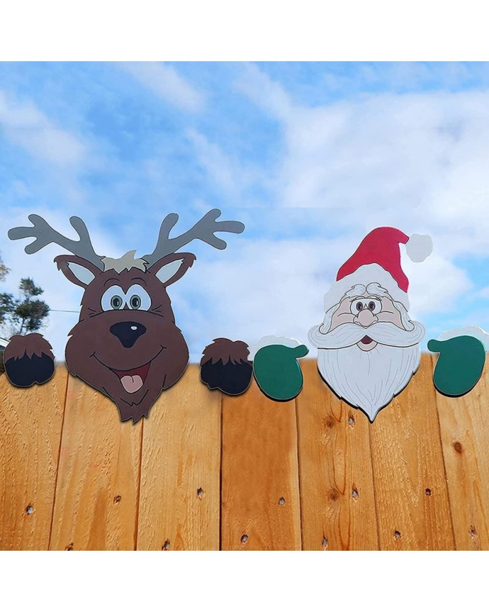 Funny Santa Claus Fence Peeker Outdoor Christmas Animal Reindeer Charming Ornaments New Year Party Decorations For Home front-0