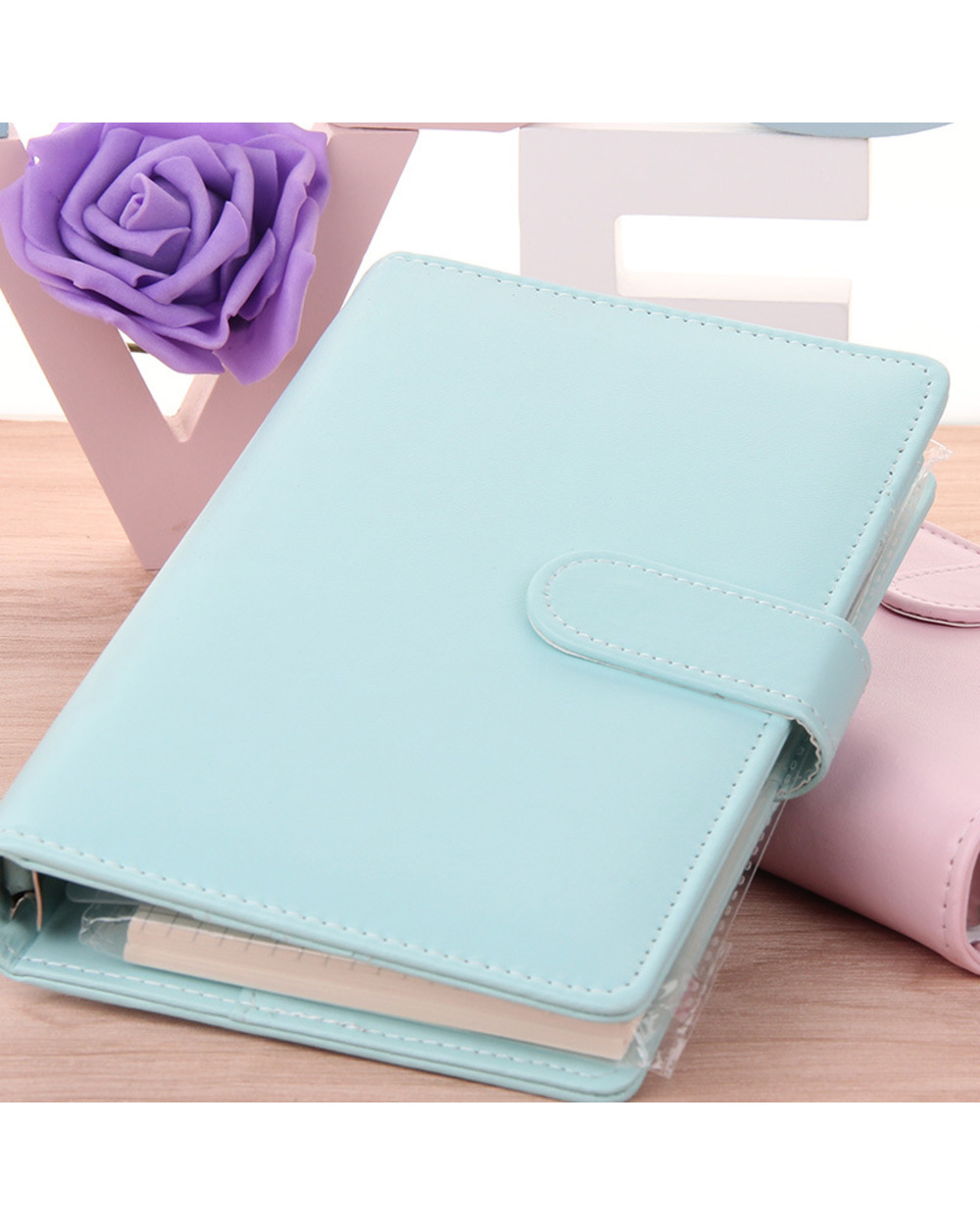 Fromthenon A6 A5 Notebook Cute Ring Diary Leather Cover Journals Office Personal Binder Weekly Planner Agenda Organizer front-3