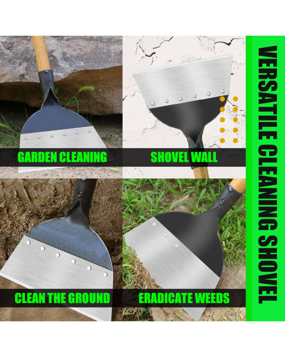 All-Steel Multi-Functional Garden Cleaning Shovel Weeding Rake Hoe front-4