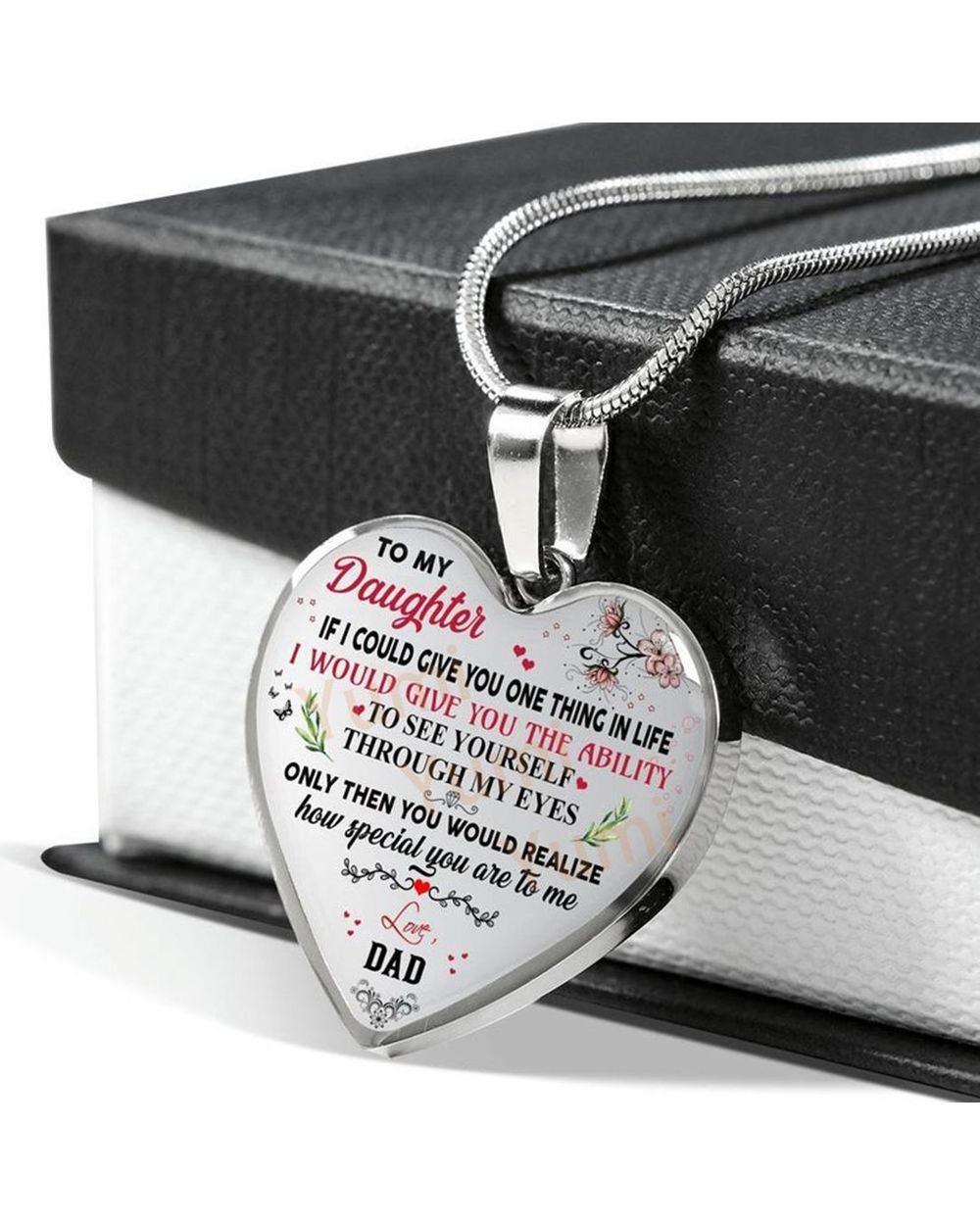 To My Daughter Heart Pendant Necklace Love Dad front-5