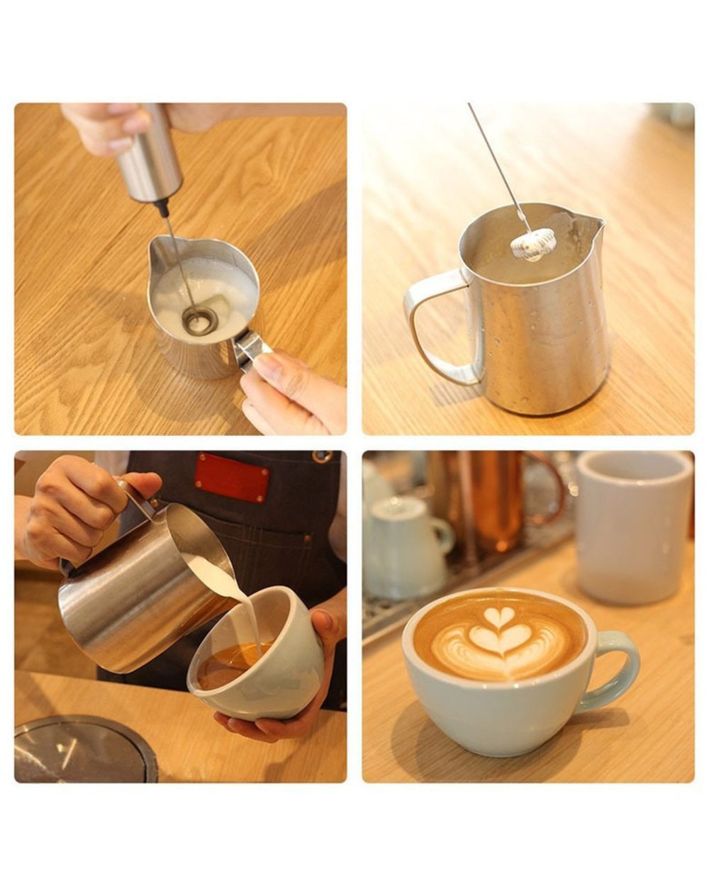 Electric Milk Frother Wireless Handheld Electric Powerful Stainless Steel Spring Mixer Foam Whisk Maker For Coffee Capp front-4