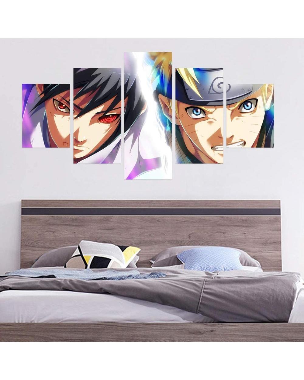 Anime Manga Ninja Fight Picture Print Anime 5 Panel Canvas Art Wall Decor front-0