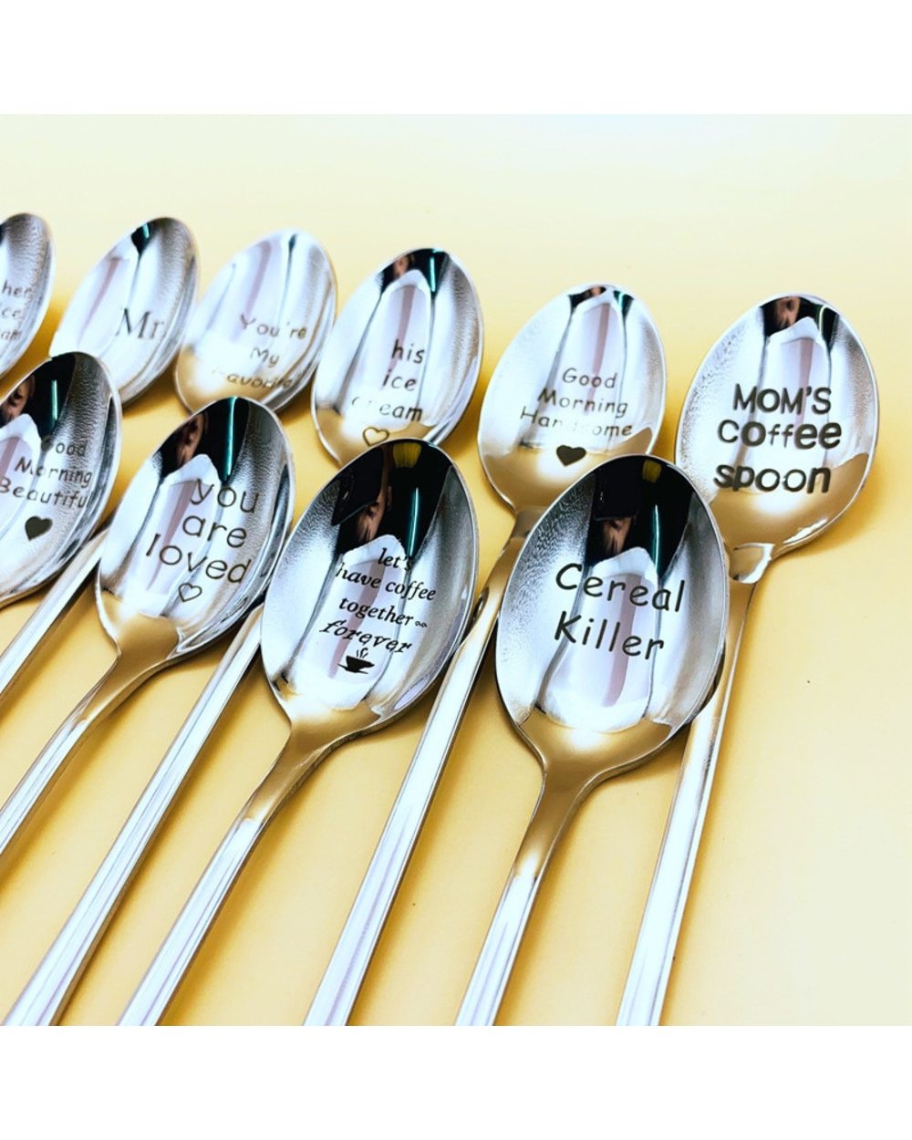 Stainless Steel Spoon Valentines Day Gift Good Morning Handsome Present Anniversary Wedding Gifts front-5