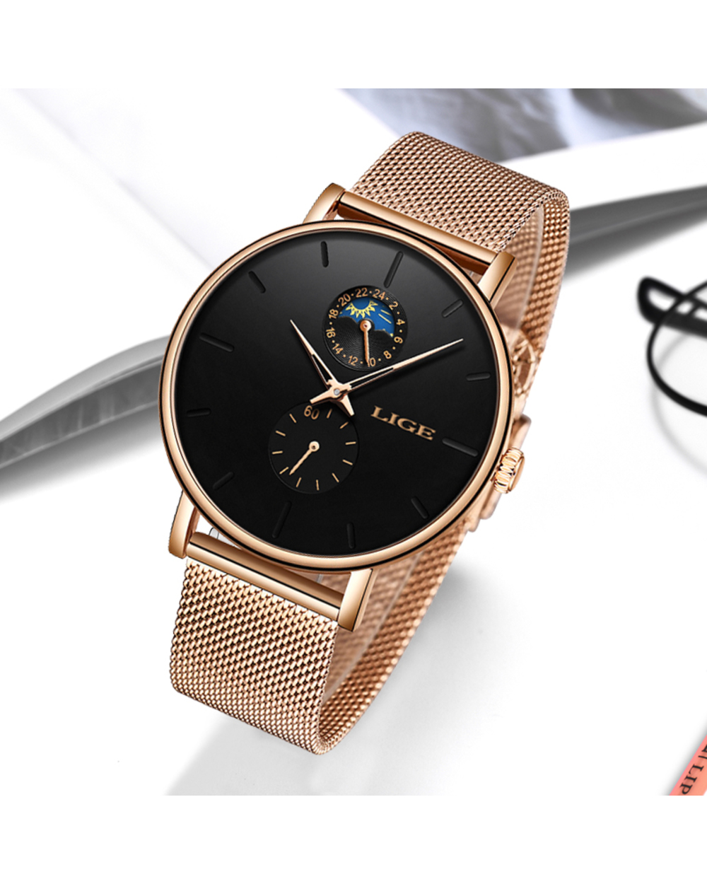 Lige New Women Luxury Brand Watch Simple Quartz Lady Waterproof Wristwatch Female Fashion Casual Watches Clock Reloj Mu front-2