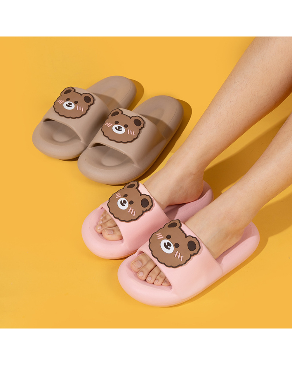 Bear Ladies Sandals and Slippers New Indoor and Outdoor Soft Couple Men and Women Cute and Fresh Cartoon front-3