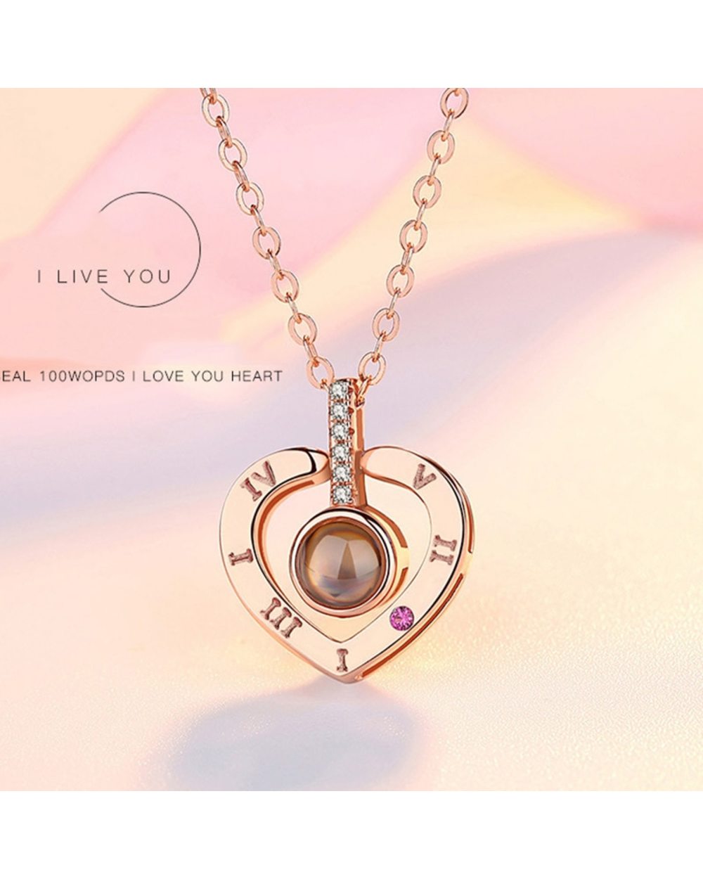 100 Languages I Love You Pendant Necklace for women Jewelry Love Memory Necklace Valentine's Day Gifts front-1