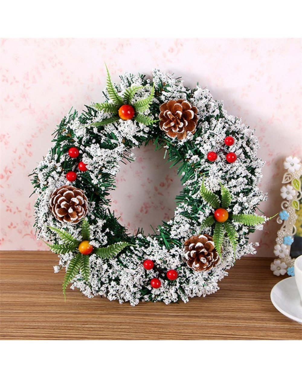 2022 Christmas Garland Wreath Pinecone Christmas Decorations for Home Xmas Party Supplies Hanging Ornament Decoration front-0