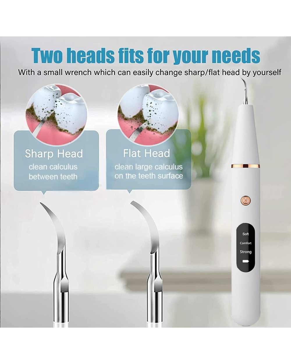 Ultrasonic Dental Scaler For Teeth Tartar Stain Tooth Calculus Remover Electric Sonic Teeth Plaque Cleaner Dental Stone front-5
