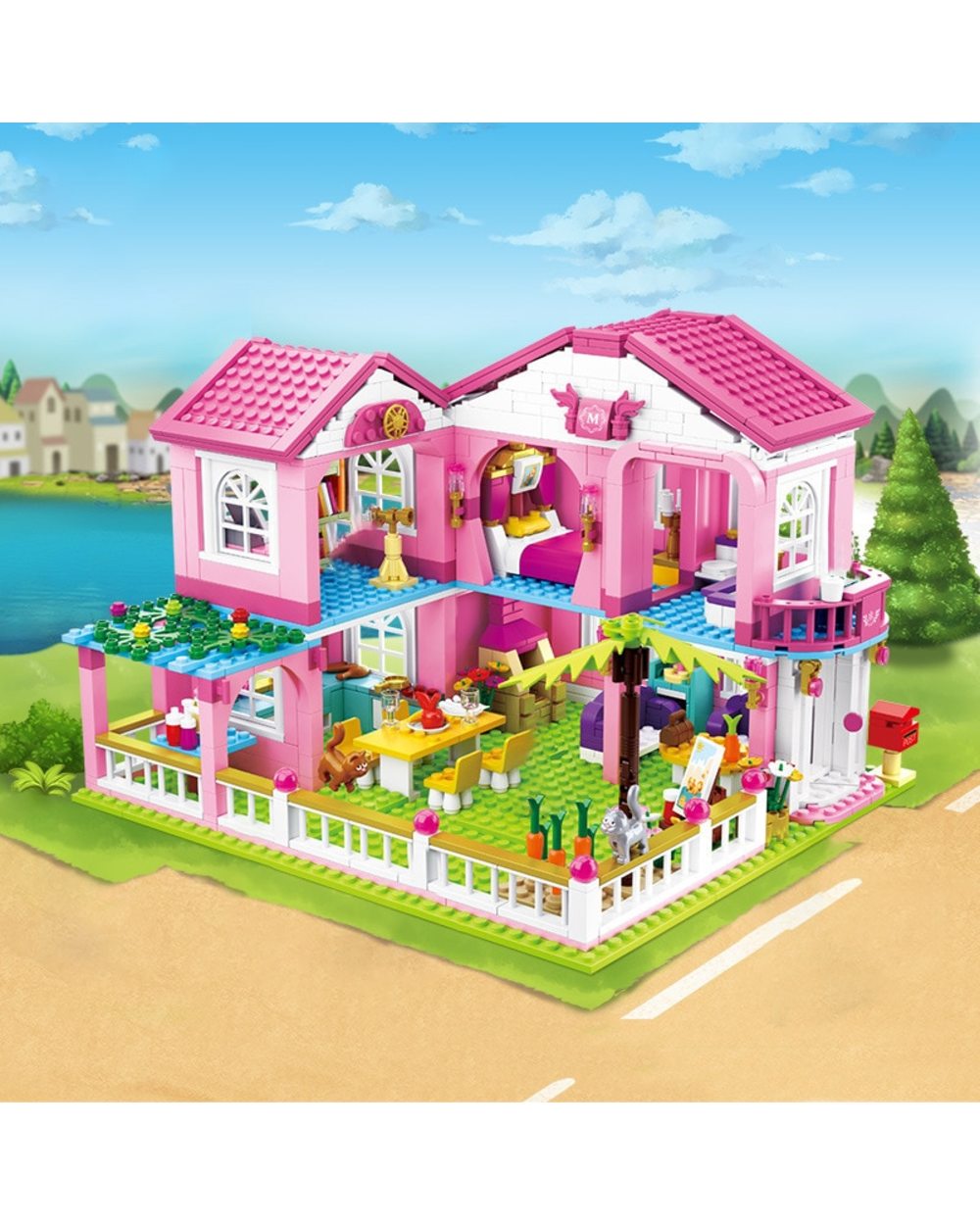 896pcs City Girl Friends Big Garden Villa Model Building Blocks Brick Yacht Playmobil Bricks High Tech Toys For Children front-4