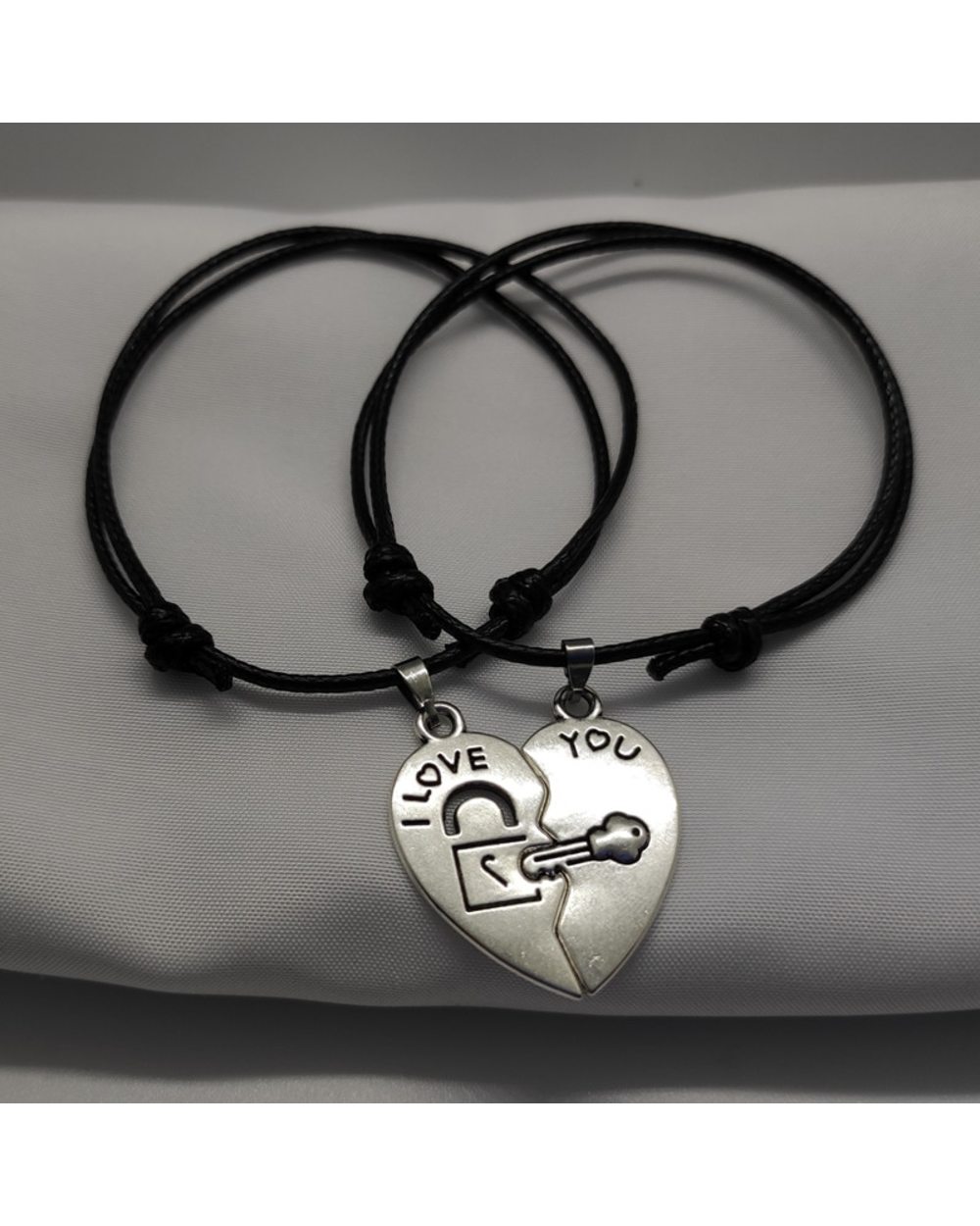 Couple Bracelet For Boyfriend Girlfriend Gift Black Rope Heart Lover's Bracelet front-2