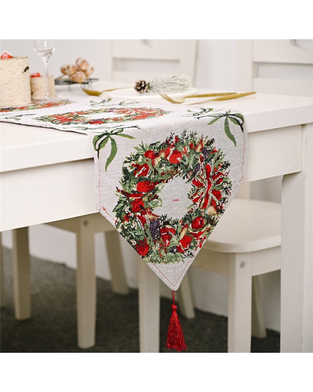 Christmas Gift Elk Snowman Table Runner Merry Christmas Decoration for Home 2021 Xmas Ornaments New Year's Decor 2022 front-3