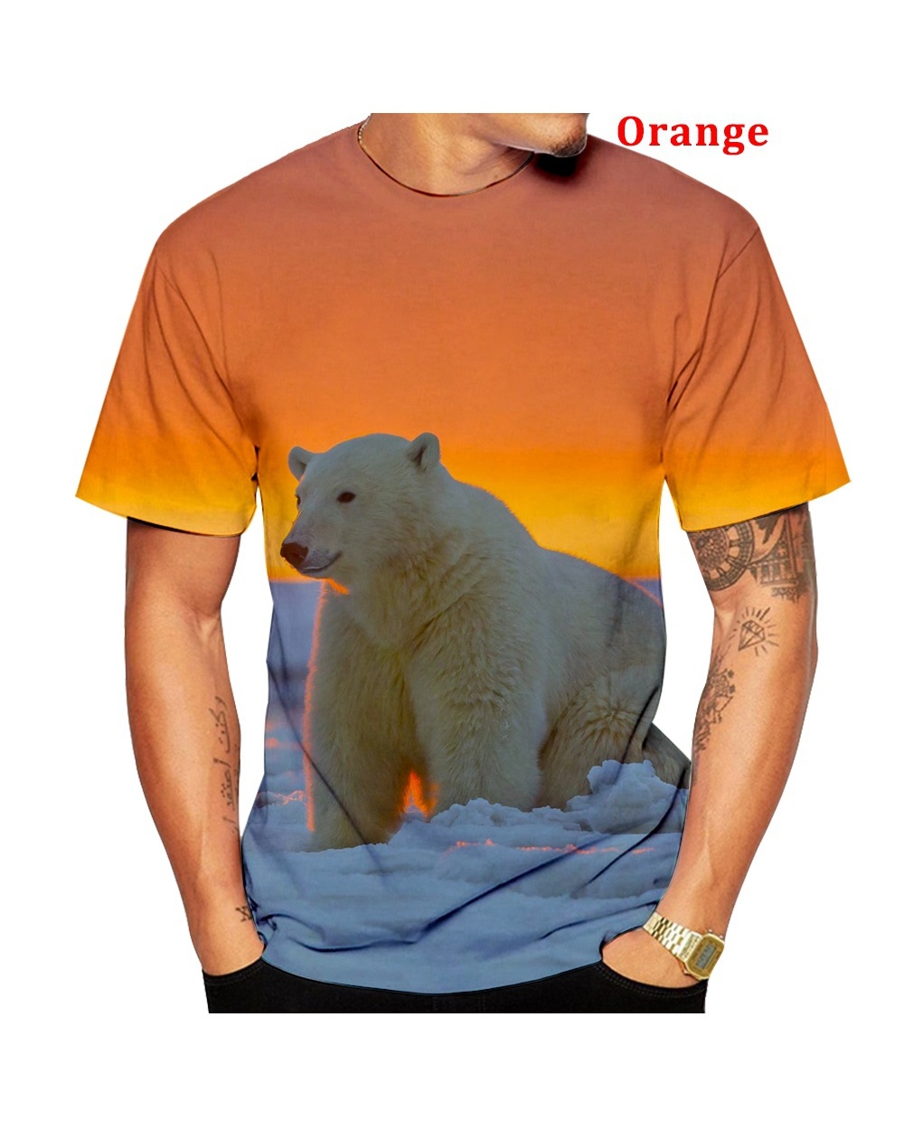 bear Series 3d printed t shirt fashion Men Round Collar Short Sleeve t shirt front-5