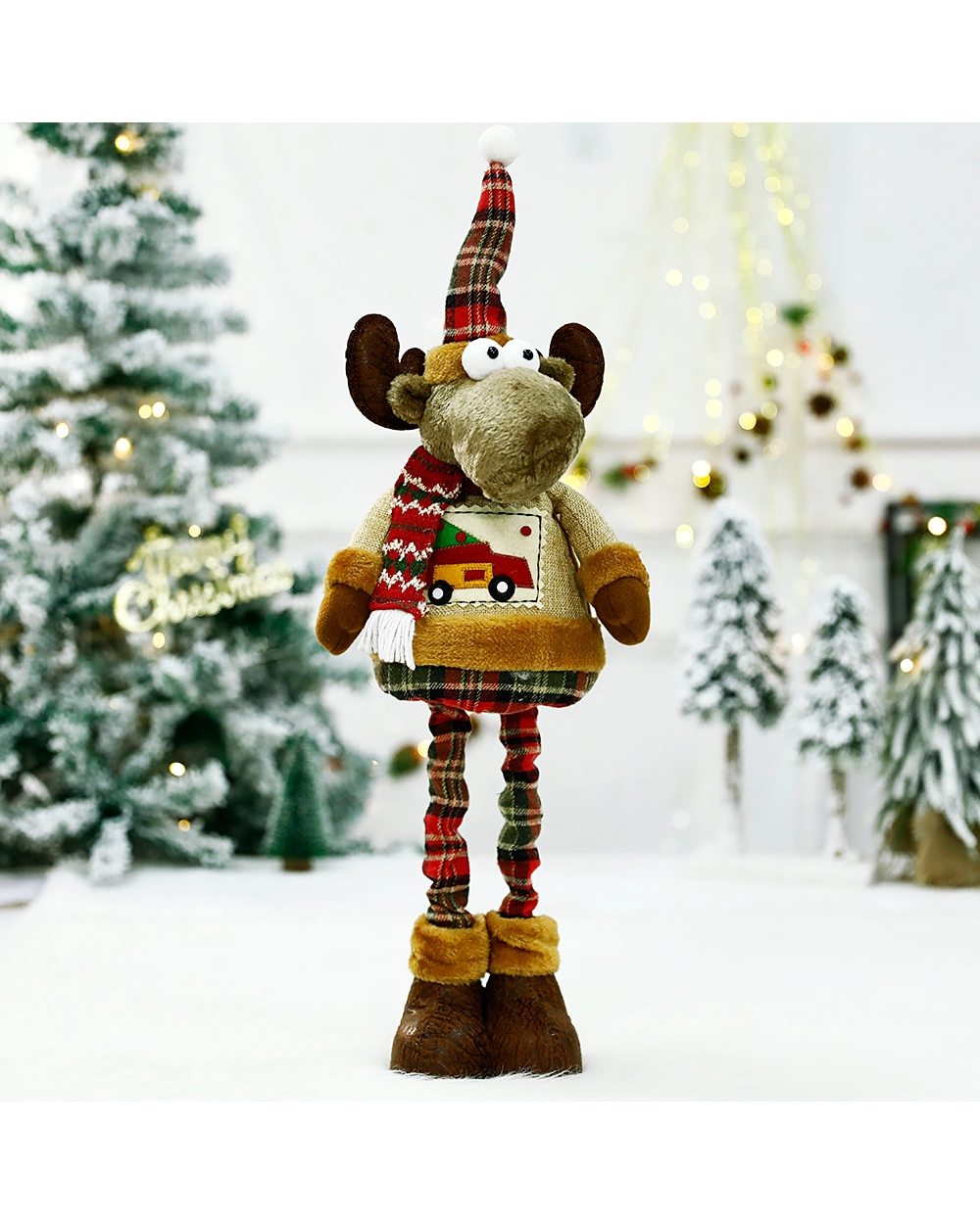 Stretch Leg Christmas Doll Extendable Standing Ornaments Navidad New Year Gift Xmas Tree Decor Retractable Santa Claus front-4