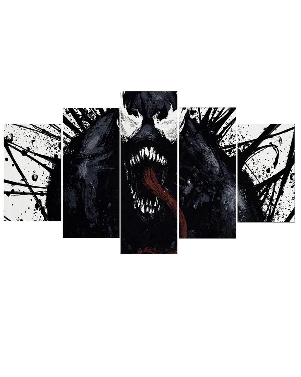 Abstract Black Monster Picture Print Abstract 5 Panel Canvas Art Wall Decor front-1