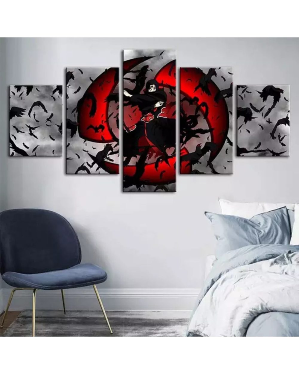 Japnese Animation Uchiha Itachi Picture Print Anime 5 Panel Canvas Art Wall Decor front-1