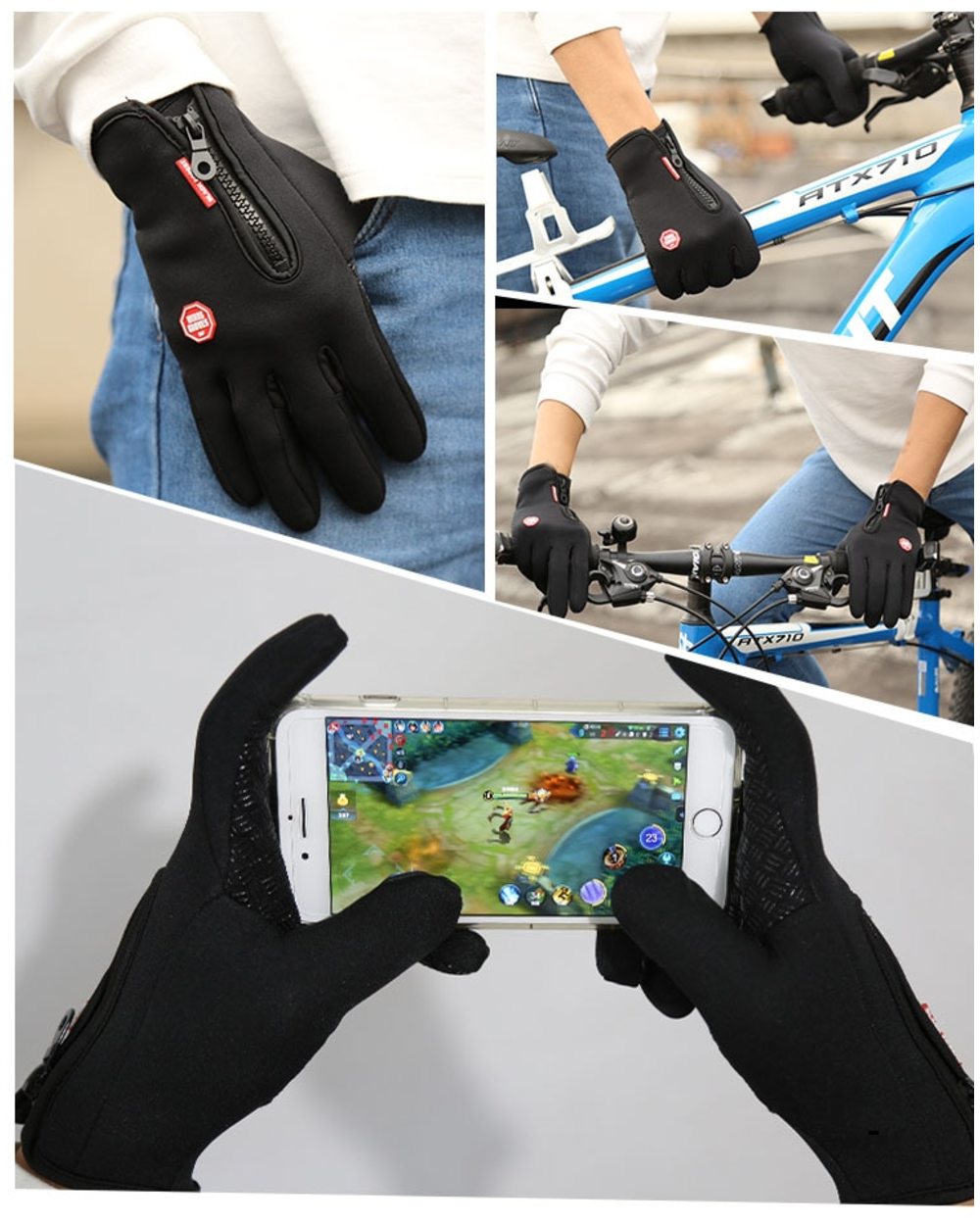 UniqComfy Unisex Warm Thermal Gloves Cycling Running Driving Gloves front-5