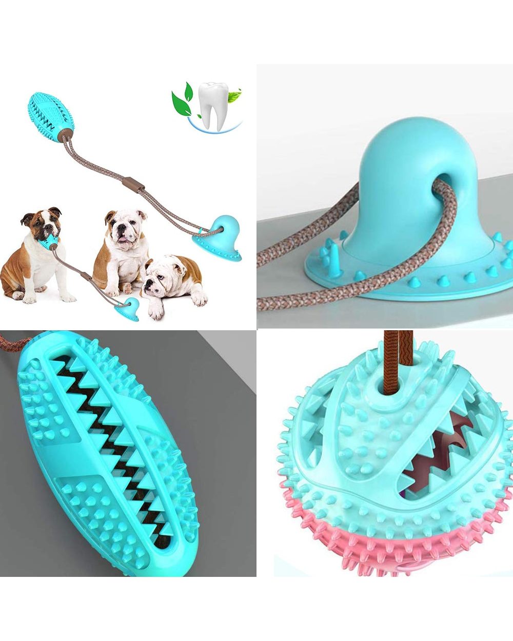 Silicon Suction Cup Tug Interactive Dog Ball Toy For Pet Chew Bite Tooth Cleaning Toothbrush front-2