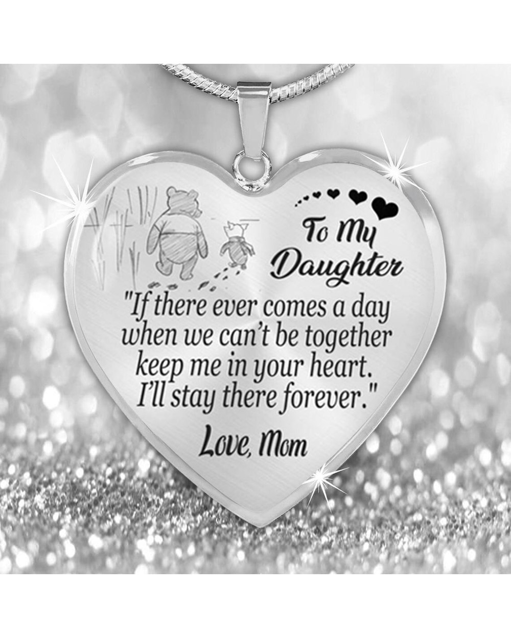 To My Daughter Love Mom Heart Pendant Necklace Inspirational Letter Pendant Necklaces Jewelry Birthday Gift front-4