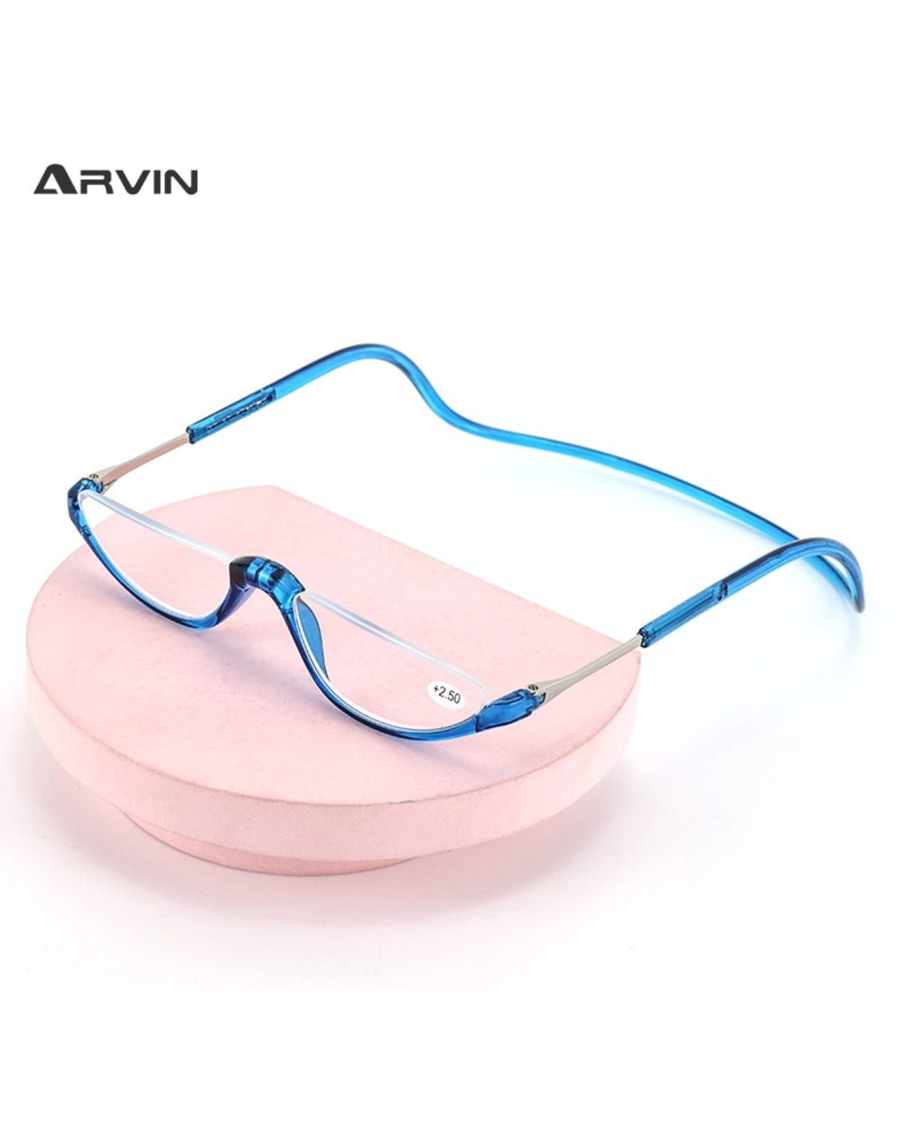 Ultralight Hanging Stretch Reading Glasses Men Women Trendy Half Frame Lens Presbyopic Eyeglasses Unisex Diopter +1.0 1 front-2