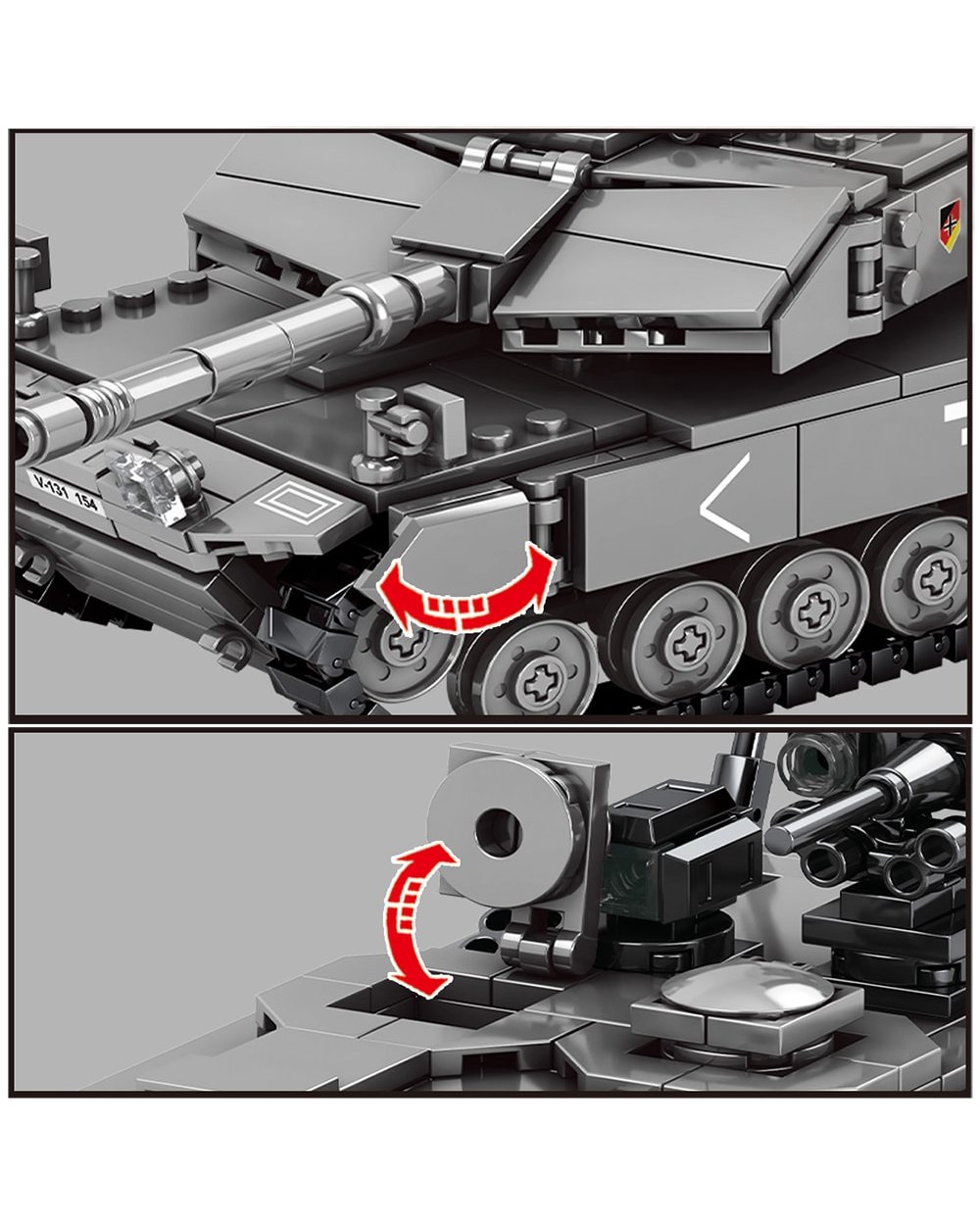 Tanks Challenger Leopard 2A7 Main Battle Tank Soldier Police Building Blocks WW2 Bricks Army Kids Children Toys Gifts front-2