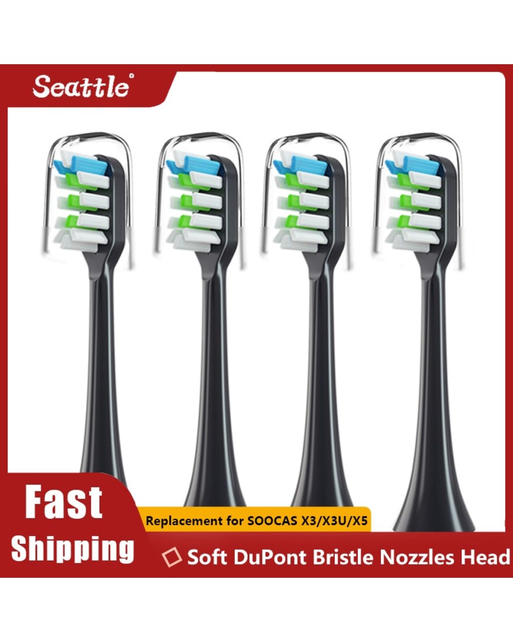 4Pcs/Set Replacement Toothbrush Heads For Soocas X3/X3u/X5 Sonic Electric Tooth Clean Nozzle Dupont Replace Smart Denta front-0