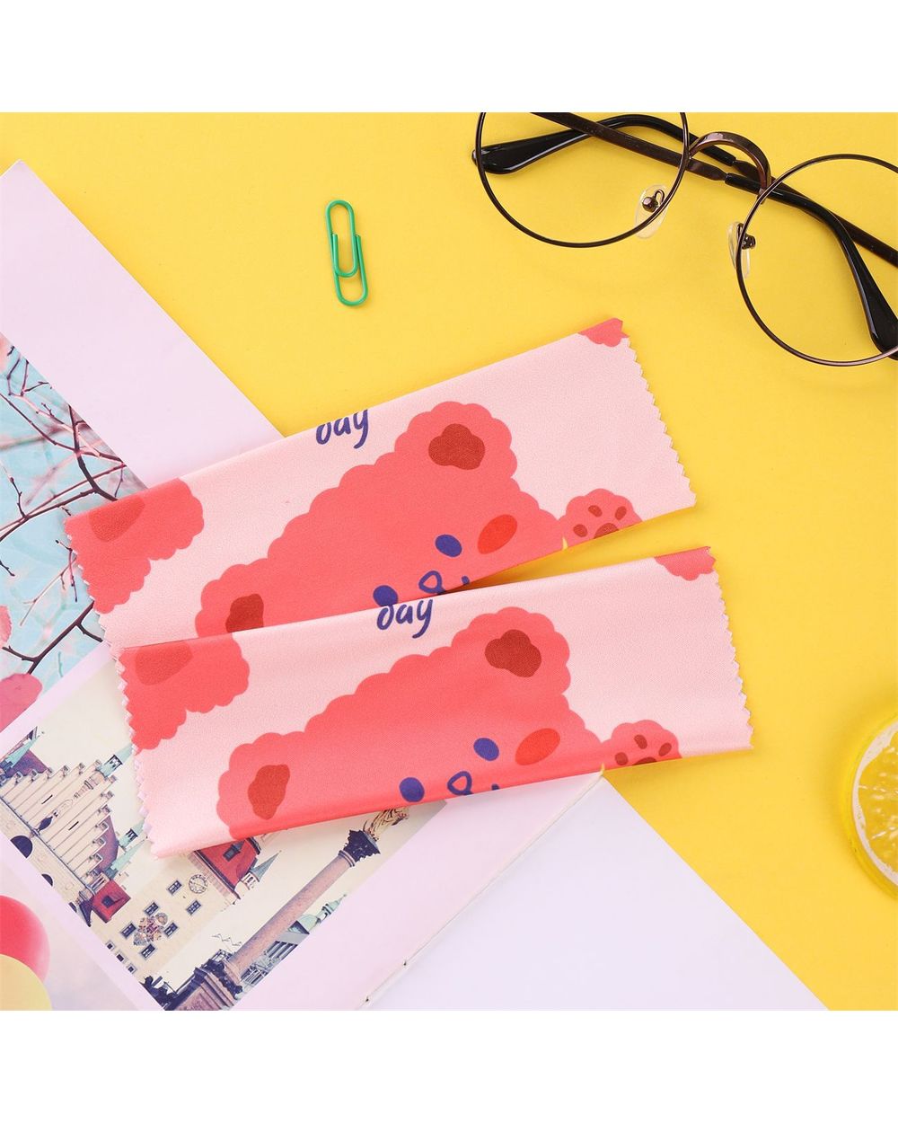 4 Pcs/Set Cartoon Bear Glasses Cleaner Microfiber Glasses Cleaning Cloth For Glasses Lens Phone Screen Cleaning Wipes front-4