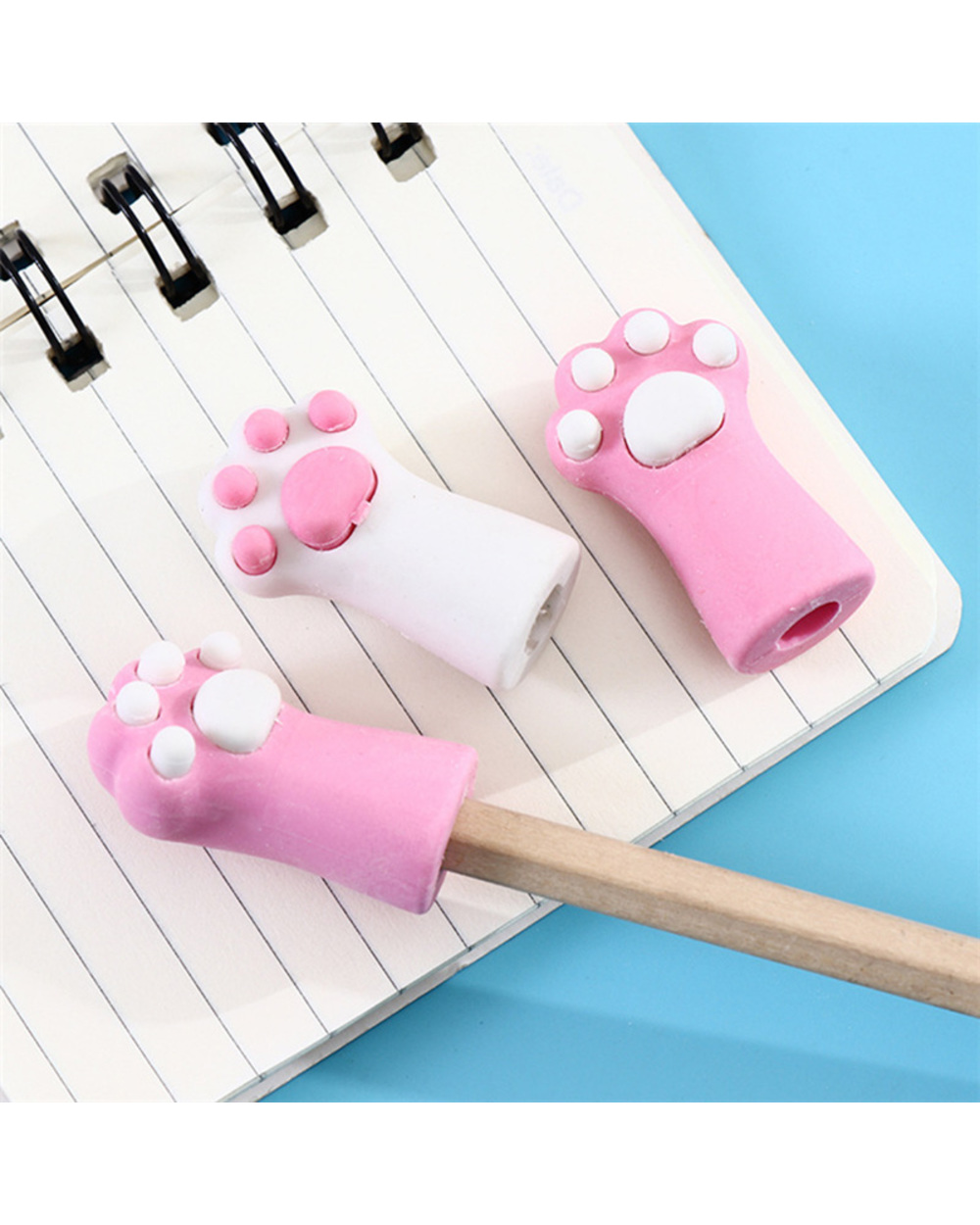 2 Pcs Cute Pink Style Cat Paw Rubber Erasers Correction For Pencil School Student Stationery front-0