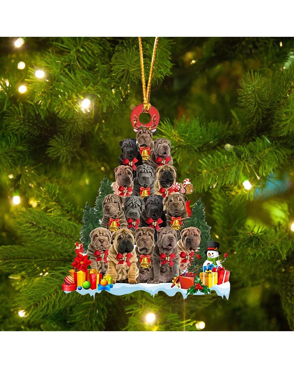 Christmas Dog Ornament Decorations Many Cute Dogs Christmas Tree Hanging Ornaments Xmas Tree Shape Puppy Decor Pendant front-1