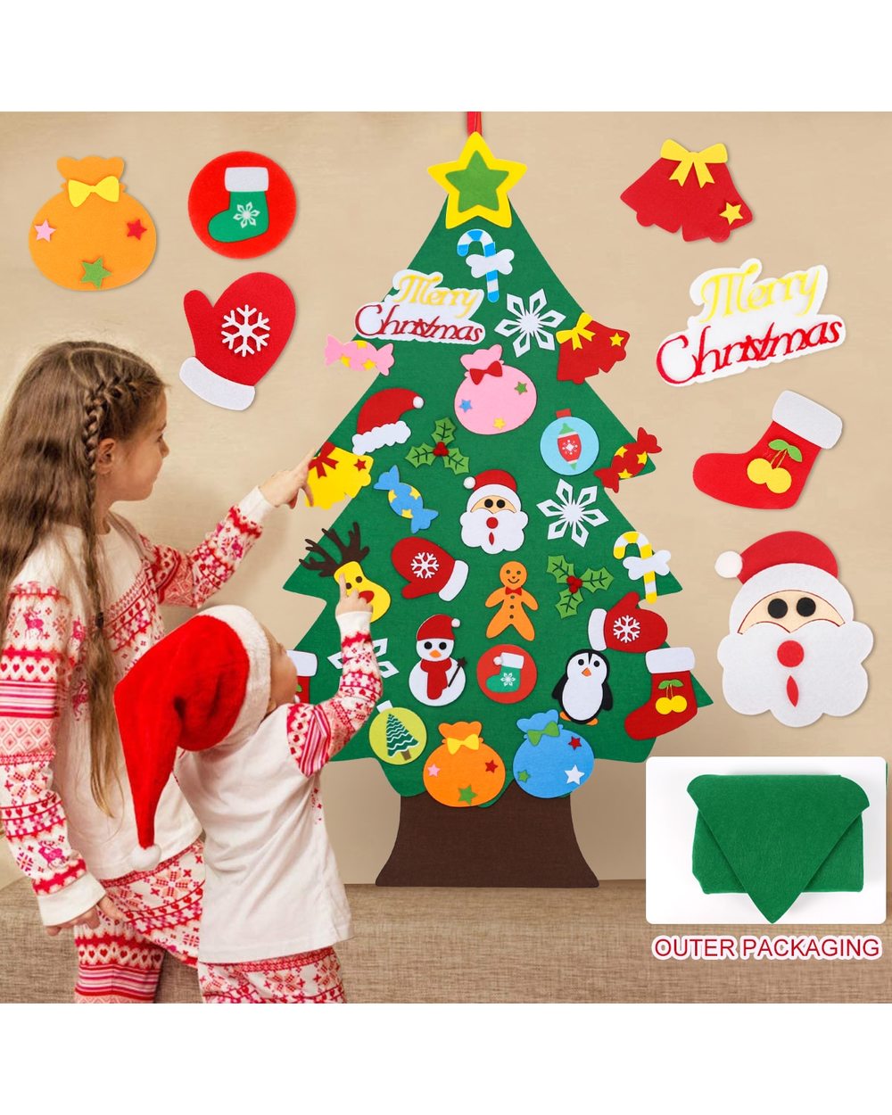 DIY Felt Christmas Tree Merry Christmas Decorations For Home front-3