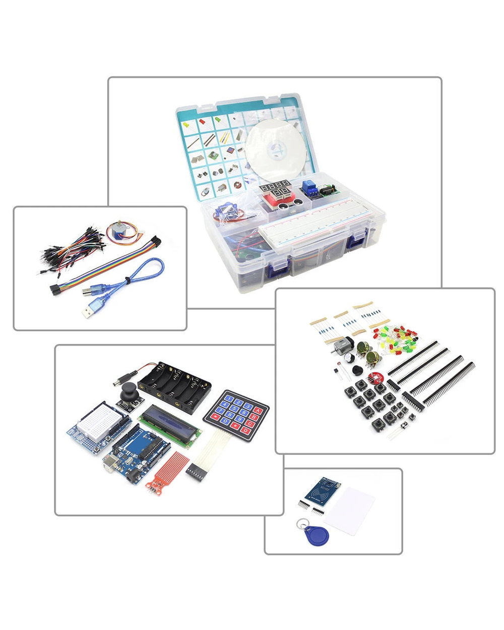 Starter Kit For Arduino Uno R3 - Uno R3 Breadboard And Holder Step Motor / Servo /1602 Lcd / Jumper Wire/ Uno R3 front-3