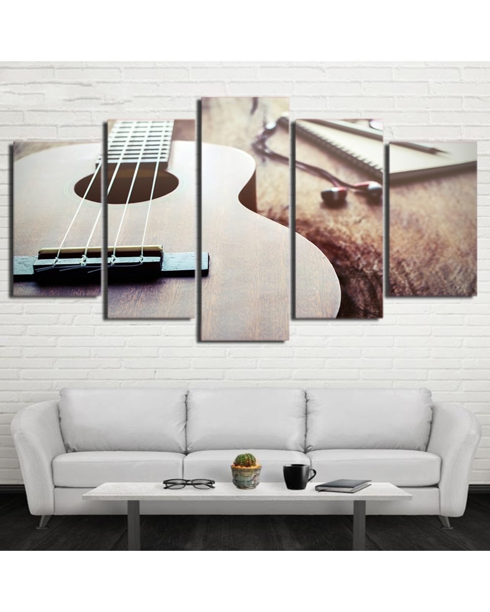 Classical Vintage Guitar Picture Print Music 5 Panel Canvas Art Wall Decor front-0