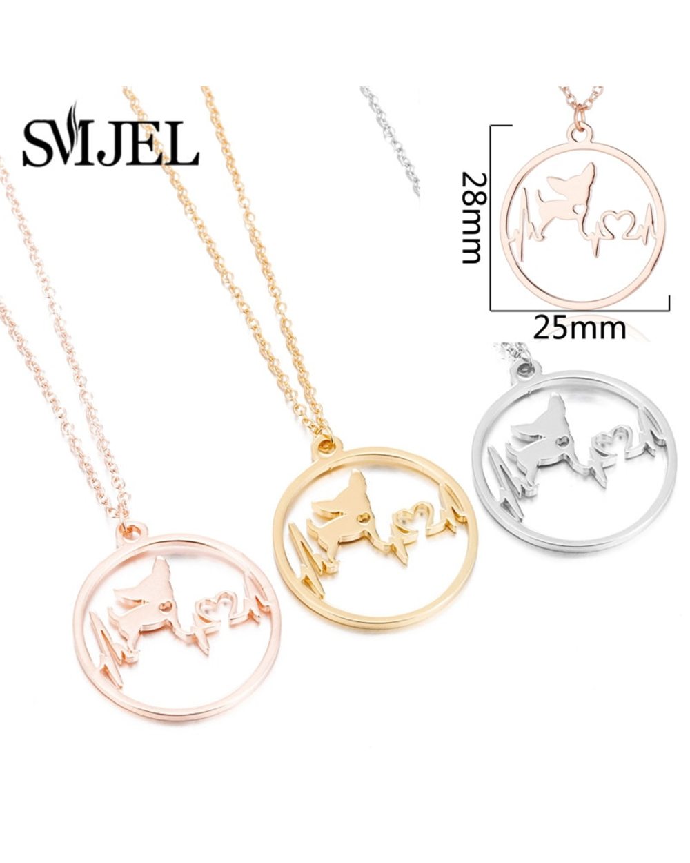 SMJEL Cartoon Dog Pendant Necklace for Women Fashion German Shepherd Jewelry Heartbeat Paw Choker Necklace Chainfor Kids front-1