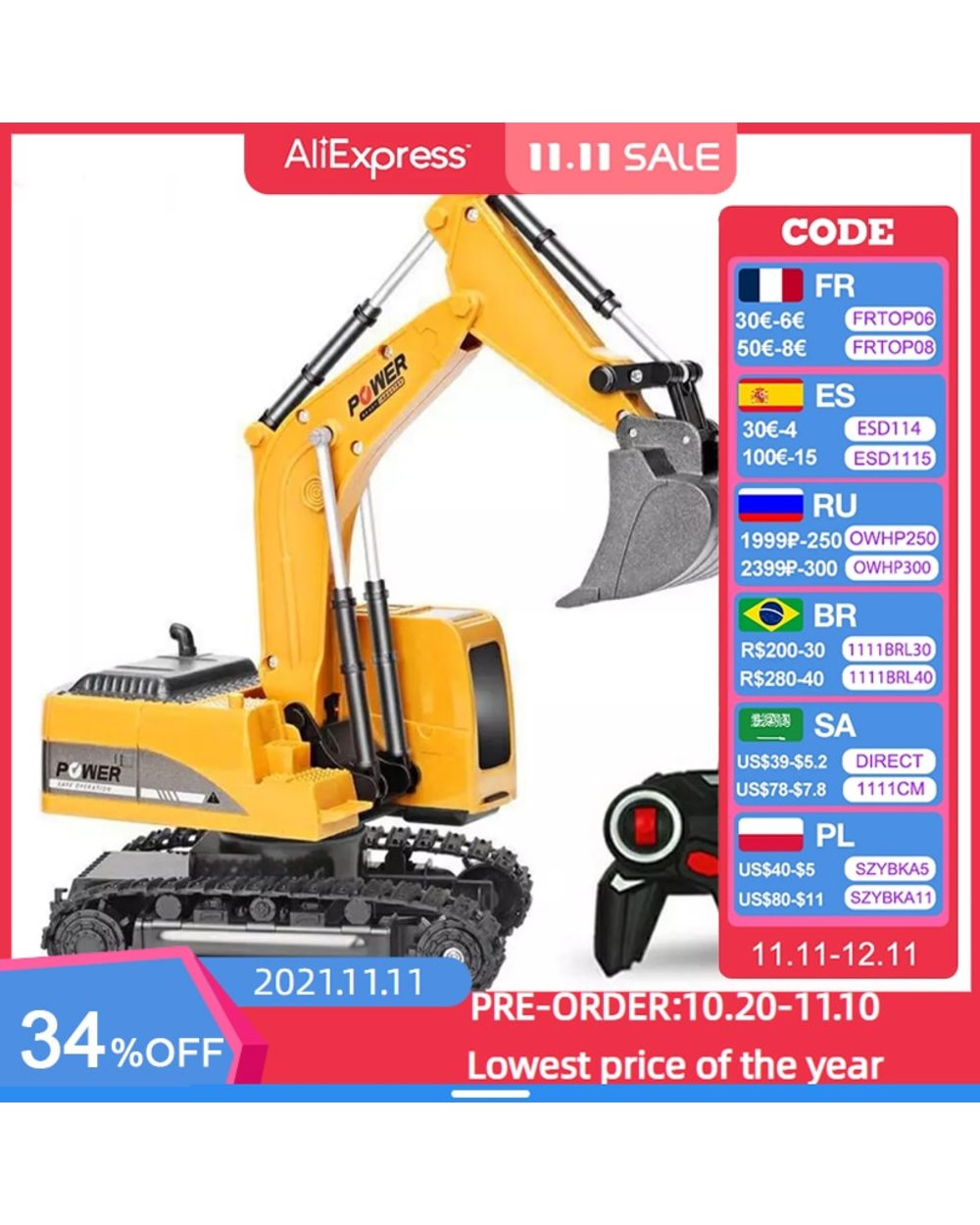 Remote Control Excavator Toy front-0